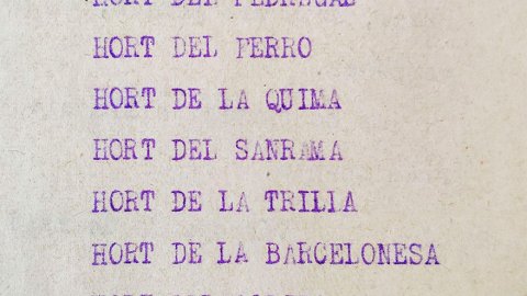 Relació d'horts intervinguts per la Comissió de proveïments de l'Ajuntament de Tàrrega durant la guerra