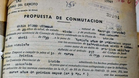 Commutació de la pena de presó de 30 a 9 anys de Maria Pedró. Juny de 1941