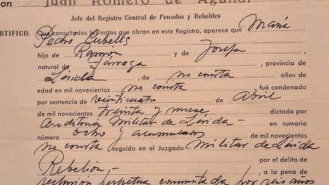 Cancel·lació d'Antecedents de Maria Pedró. 1955