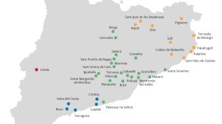 Mapa de Catalunya amb els municipis on hi ha inversions previstes