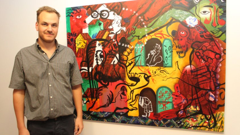 Jaume Ribalta amb una obra seva