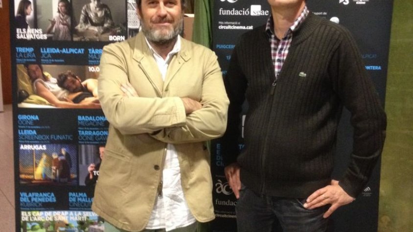 El productor de '10.000 km' amb el gerent del Circuit Urgellenc