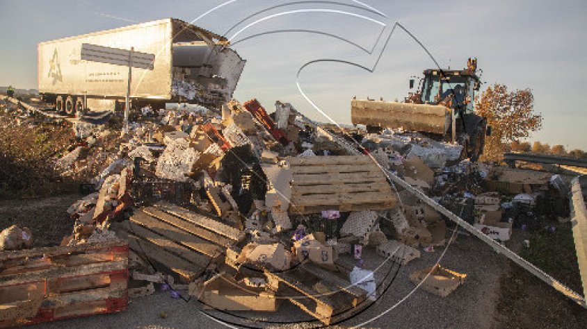 L'estat en què va quedar un dels camions implicats en el sinistre