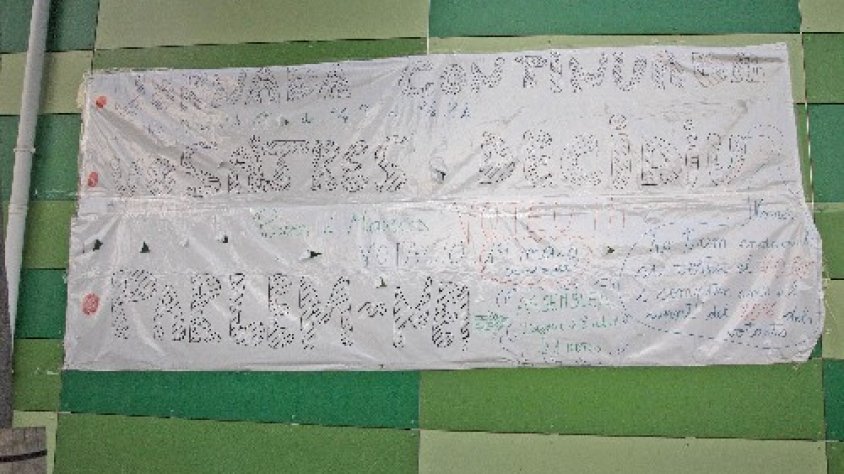 Imatge de la pancarta on s'informa de la proposta