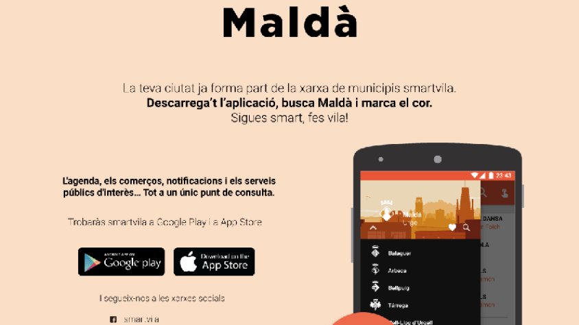 La pàgina des d'on els veïns de Maldà es poden descarregar l'aplicació