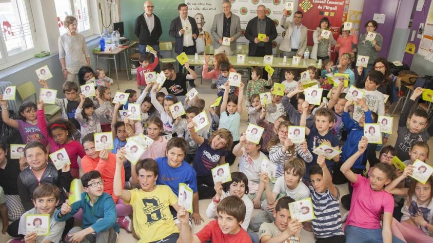 Alumnes de l’escola El Tallat, de Sant Martí de Maldà, ahir