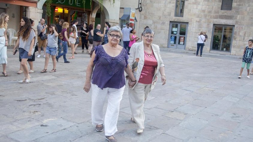Assaig amb algunes de les participants en l'acció teatral