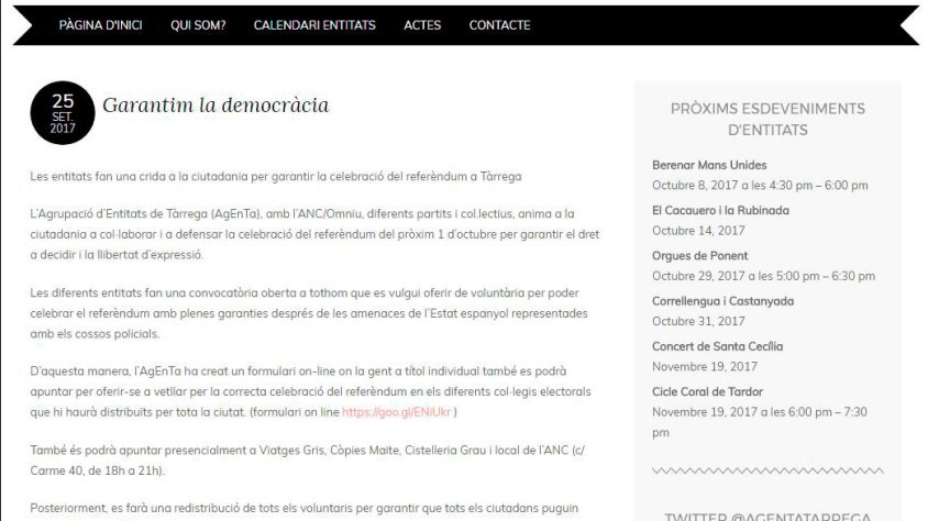 L'AgEnTa informa de la iniciativa al seu web