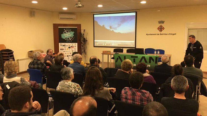 Imatge de la presentació del repte a Bell-lloc d'Urgell, població natal de Raül Arenas