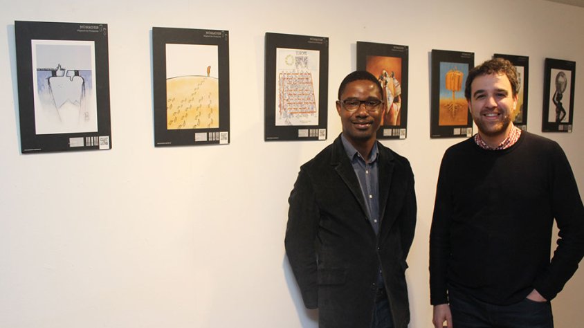 imatge de la inauguració de la mostra ahir al vespre