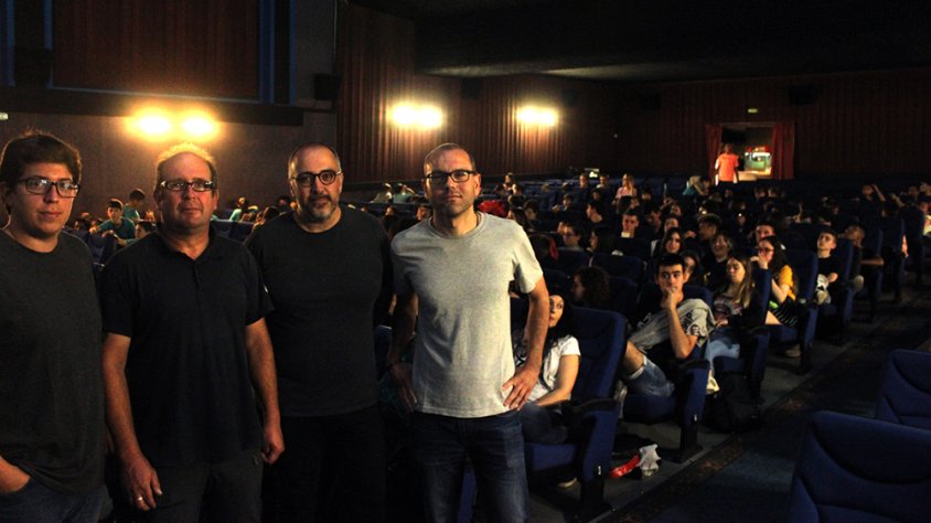 El ponent Daniel Agudo ahir a Cinemes Majèstic amb part de l'equip de Galacticat