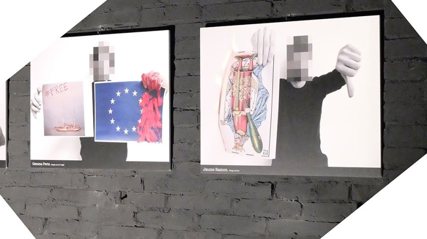 La proposta de la periodista Gemma Peris per a l'exposió "Silencis que ho diuen tot" (imatge de l'esquerra) denunciava la política europea en la gestió de la crisi dels refugiats