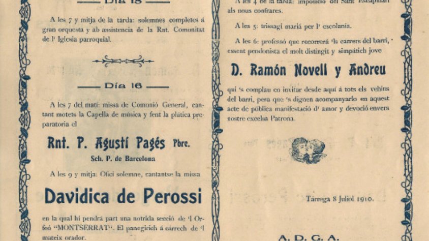 Programa detallat de les Festes del Carme de 1910