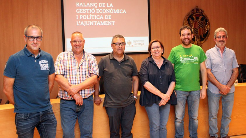 L'alcaldessa Rosa Maria Perelló amb part de l'Equip de Govern a la sessió informativa celebrada el 12 de juliol