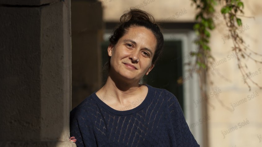 Anna Giribet a la plaça Major, on va tenir lloc l'acció inagural d'aquesta edició