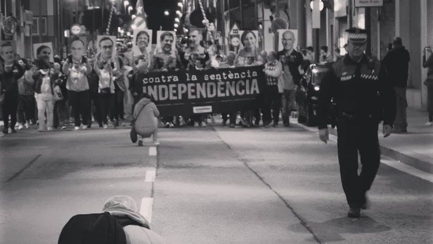 Imatge de la manifestació contra la sentència que es va fer dilluns passat a Tàrrega
