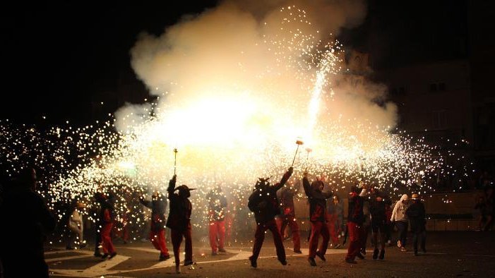 Un moment del correfoc de les festes de Bellpuig, celebrades el cap de setmana passat