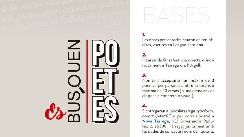 'Nova Tàrrega' organitza un concurs per commemorar el Dia Mundial de la Poesia