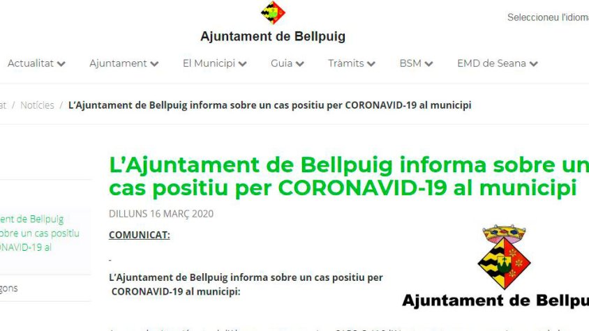 L'Ajuntament ha penjat un comunicat a la seva pàgina web