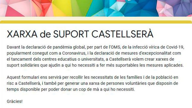 El formulari on s'han d'apuntar els voluntaris