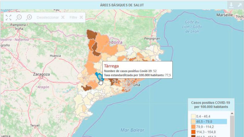 El mapa interactiu on es poden consultar els casos de coronavirus