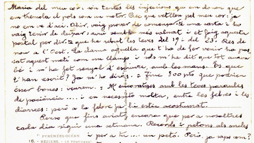 Postal d'en Lluís Plassa des de l'Hospital de Saint Nazaire a na Maria Castellà el 26 d'abril de 1939