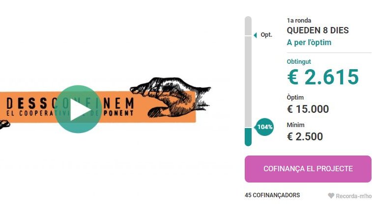 La campanya de micromecenatge '#dESSconfinemPonent' aconsegueix el primer repte econòmic en sis dies