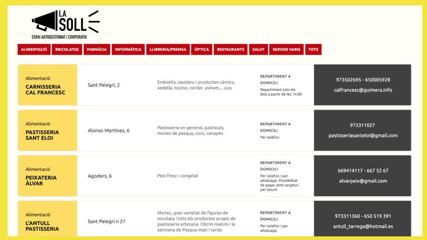 La pàgina web xarxa.lasoll.cat