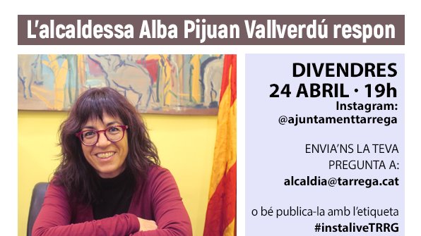 Cartell on es promociona el directe de l'alcaldessa