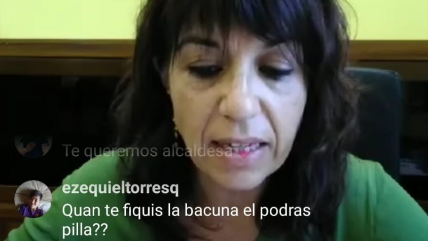 Captura de pantalla del directe que ha ofert l'alcaldessa
