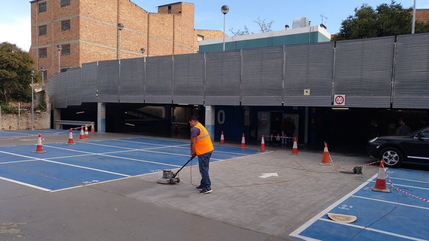 Els treballs que es feien al pàrquing aquest dilluns