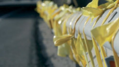 Llaços grocs en una carretera