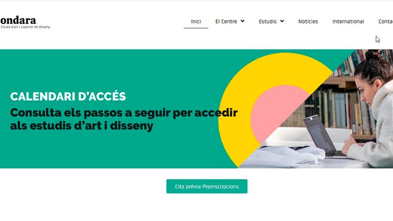 Portada de la pàgina web de l'Escola Ondara
