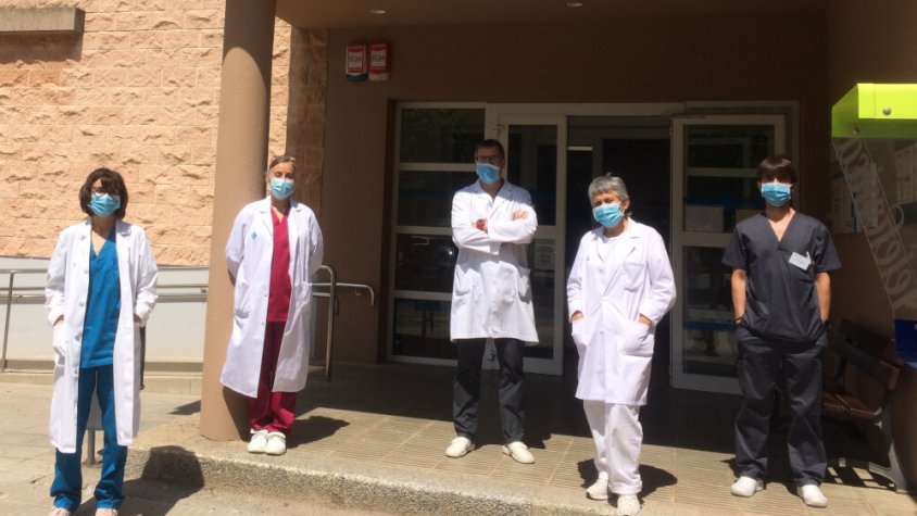 Professionals del CAP d'Agramunt durant la protesta