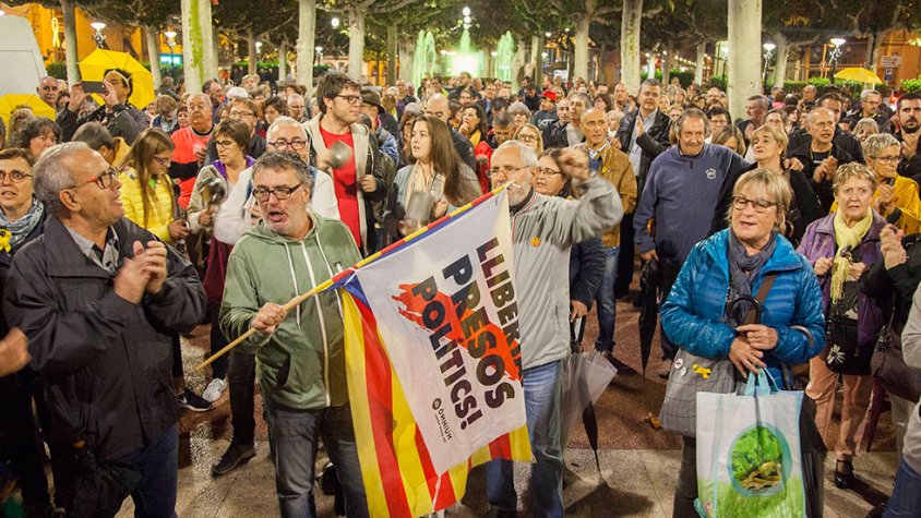 Imatge de la concentració a la plaça del Carme d'ahir al vespre