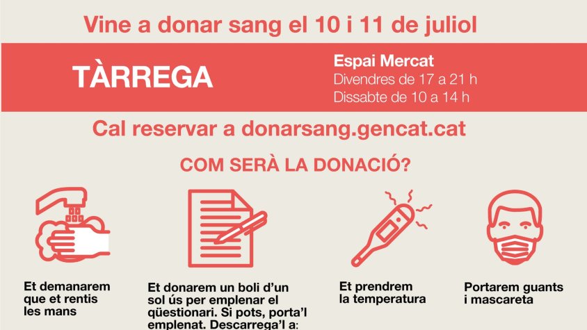 Nova campanya de donació de sang a Tàrrega els dies 10 i 11 de juliol