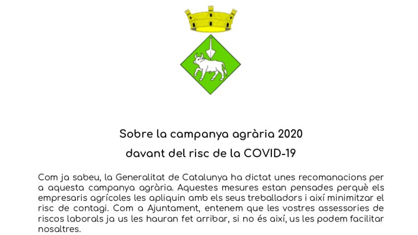 Ahir l'Ajuntament va emetre un comunicat demanant la col·laboració dels pagesos del municipi
