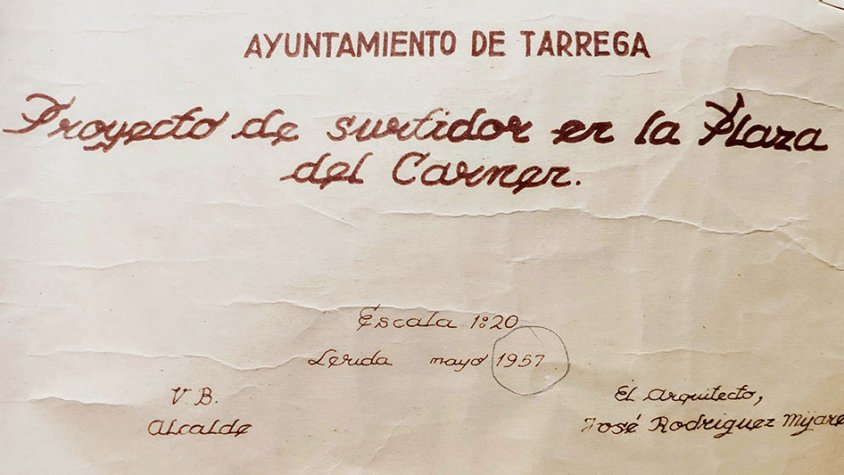 Fragment del plànol de la Font del Pati del mes de maig de 1957