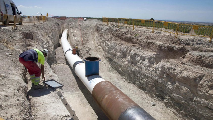 Obres de construcció de la xarxa secundària del Segarra-Garrigues a prop de Verdú