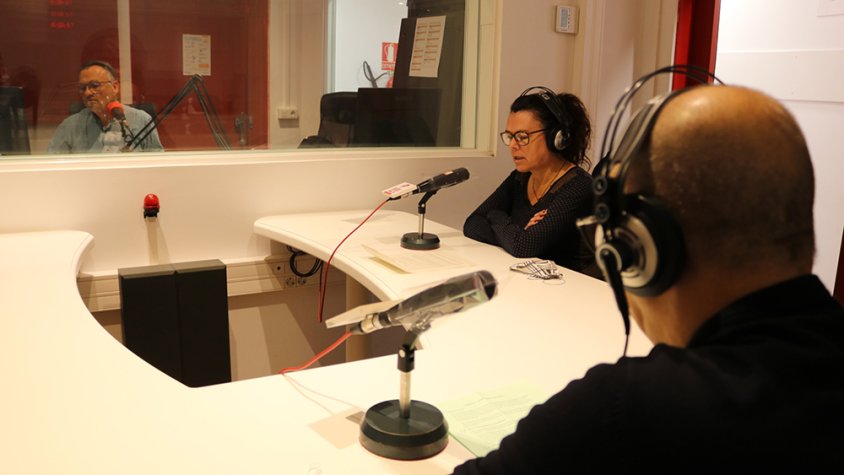 El Pepe i la Manoli, ahir als estudis de Ràdio Tàrrega amb Ramon Puiggener