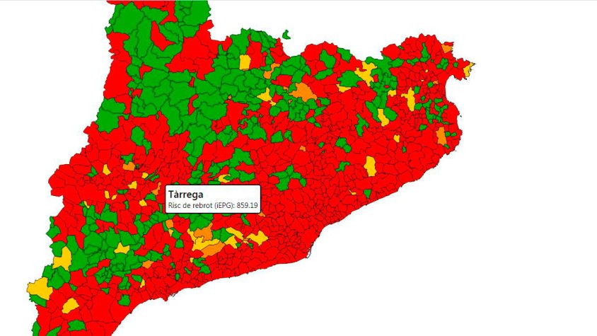 Cada dia hi ha més municipis en vermell al mapa
