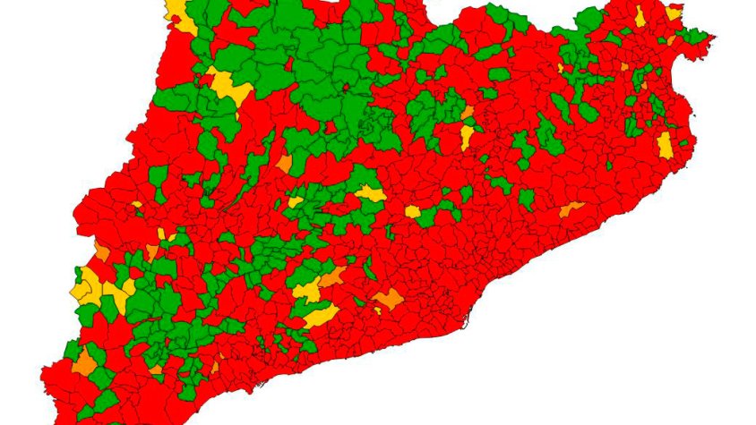 Al mapa podem veure els municipis amb perill de rebrot alt