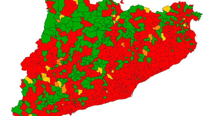 El mapa que mostra el risc de rebrot per municipis