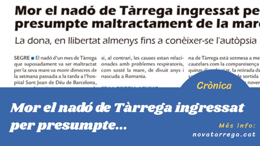 Obrim 'Crònica' parlant de la mort del nadó presumptament maltractat per la seva mare