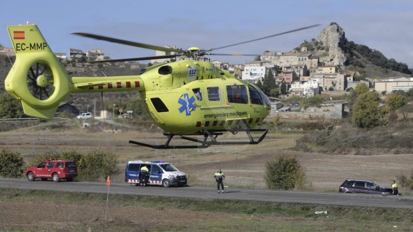 L'helicòpter del SEM al lloc de l'accident