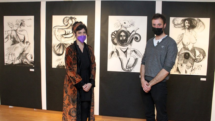 Els dos artistes ahir a la Sala Marsà