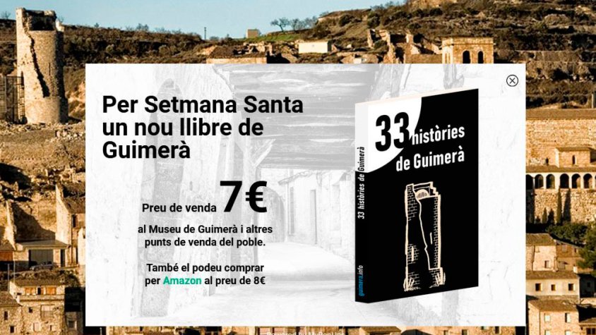 Portada de la web de Guimerà.info on s'anuncia la sortida a la venda del nou llibre