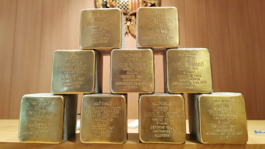 Les pedres Stolperstein en record dels nou targarins deportats a Mauthausen