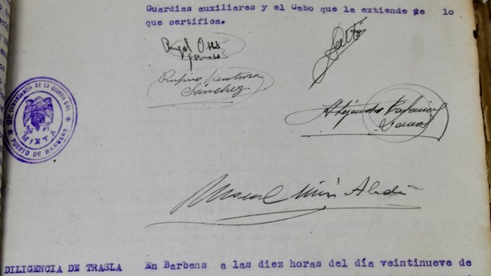 Diligència de trasllat del detingut Josep Saltó Rubiol de Barbens a Lleida