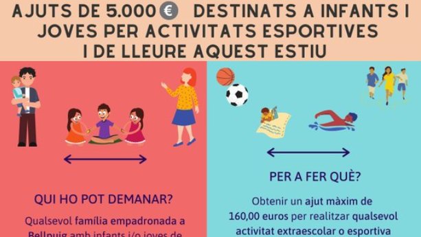 Bellpuig destina 5.000 euros a becar activitats d’estiu a menors